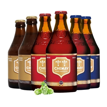 智美蓝帽红帽金帽啤酒330ml*6瓶混合装 比利时进口Chimay精酿修道士啤酒