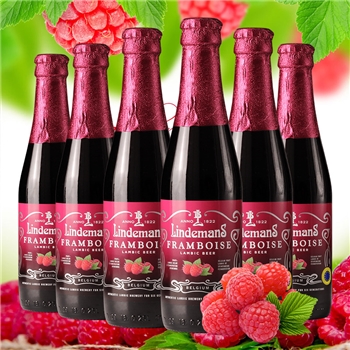 林德曼山莓啤酒组合装250ml*6瓶 比利时进口果味啤酒Lindemans