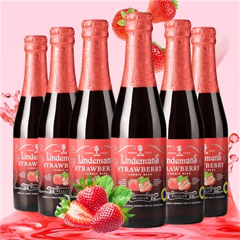 林德曼草莓啤酒组合装250ml*6瓶 比利时进口果味啤酒Lindemans