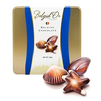 贝吉黑贝壳形软心榛仁巧克力礼盒175g*1盒 比利时进口Belgid’Or巧克力