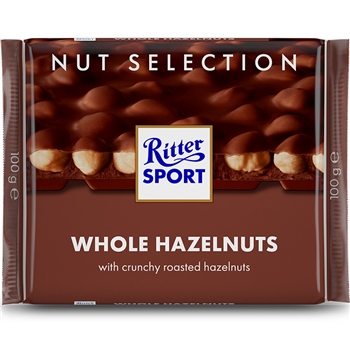 德国RitterSport瑞特滋运动全榛子牛奶巧克力100g*1排块 浓醇黑巧牛奶夹心