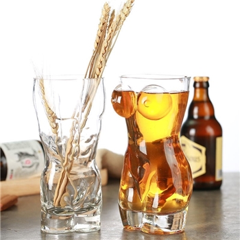 网红款啤酒杯女性杯700ml 男性杯380ml 玻璃杯个性人体杯