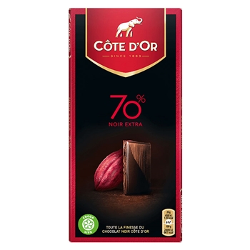克特多金象70%纯可可黑巧克力100g*1排块 比利时进口COTE D'OR巧克力