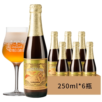 林德曼桃子啤酒250ml*6瓶 比利时进口Lindemans拉比克果味精酿啤酒