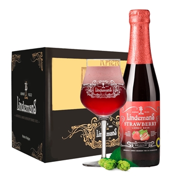 林德曼草莓啤酒250ml*24瓶 比利时进口Lindemans拉比克果味精酿啤酒