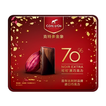 克特多金象真味特醇浓黑巧克力礼盒 比利时进口巧克力 400g