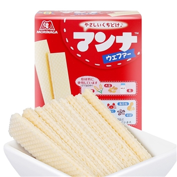 日本进口森永儿童蒙奈威化夹心饼干高钙铁35.7g*3袋