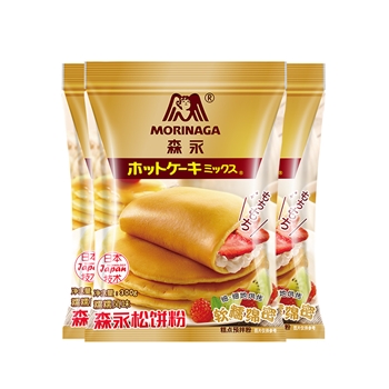 日本进口森永松饼粉（糯糯风味）蛋糕粉烘焙原料儿童早餐华夫饼预拌粉300g*3袋